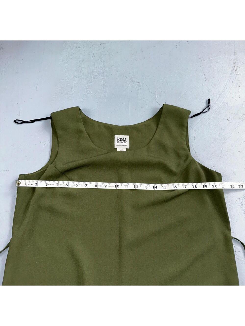 R&M Richards Karen Kwong Womens Maxi Dress Size 14 Green Simple Sleeveless VTG - Picture 8 of 11